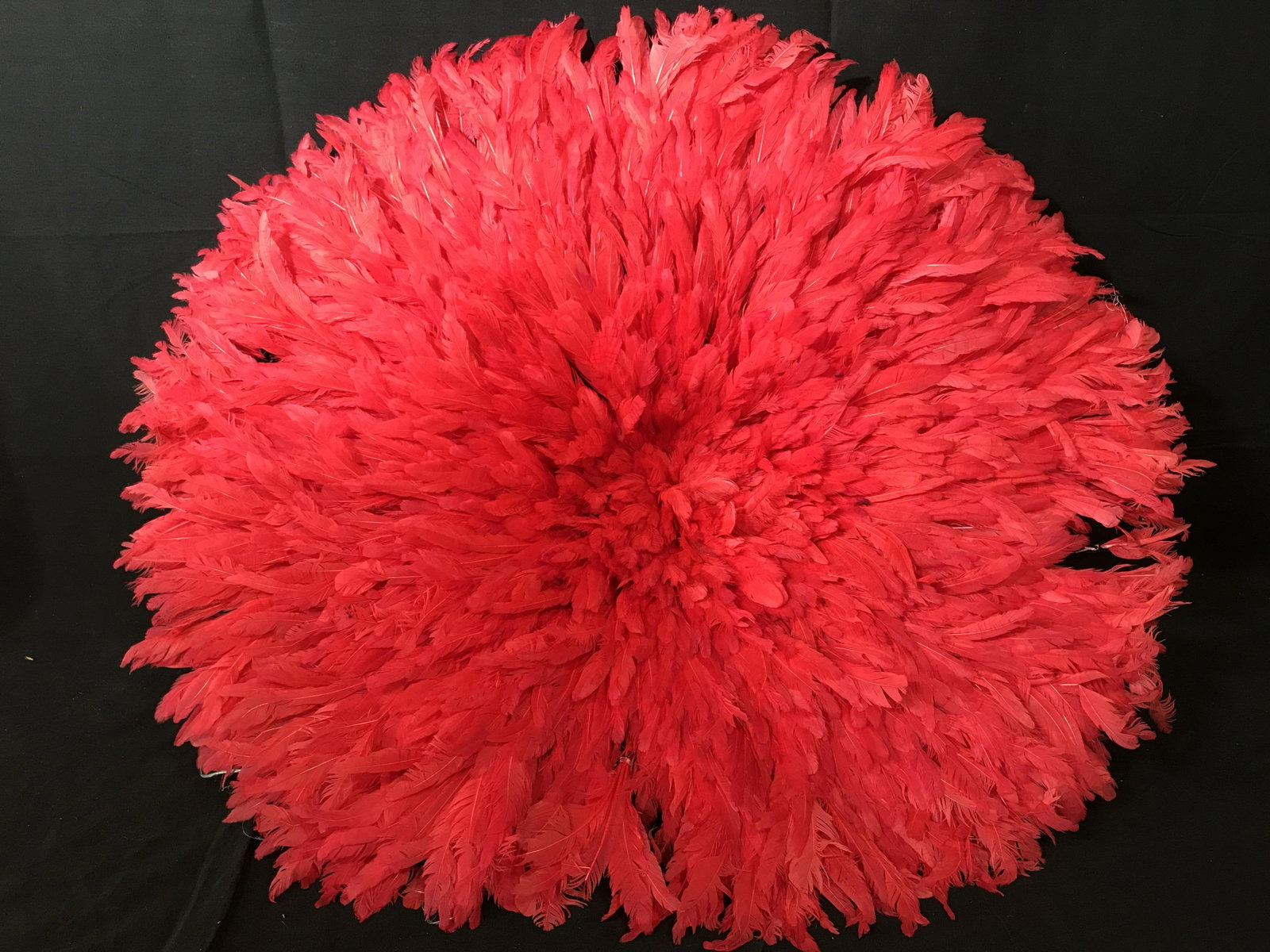 Cameroonian Bamileke Feather Hat: Cameroonian Bamileke feather hat or Juju Hat or Tyn hat, subject consisted white feathers, these hats have origins in Western Cameroon Central Africa used for ceremonial purposes, bases are made of fa