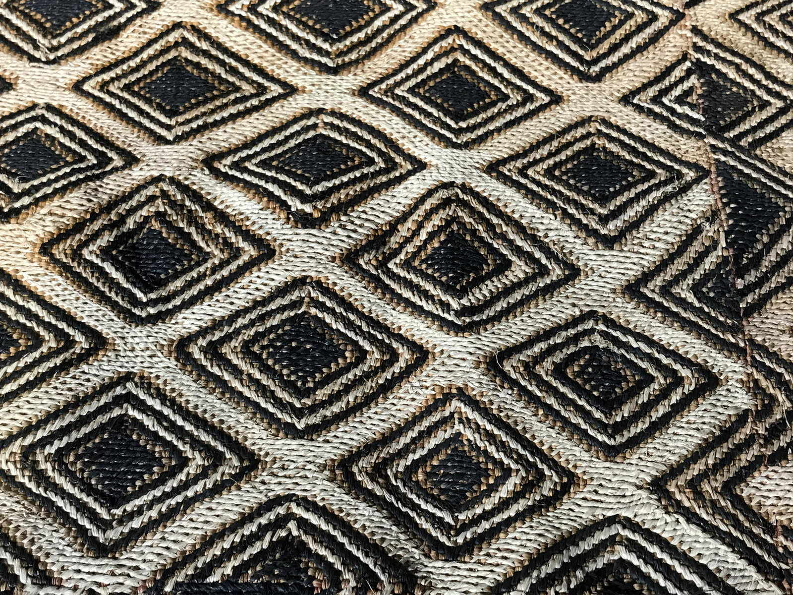 Pair Vintage Kuba Raffia Fabrics: Pair Vintage Kuba Raffia Fabric Congo Zaire, origins can be found in what was once called the Republic of Zaire and is now located in The Democratic Republic of the Congo Central Africa, one is patter