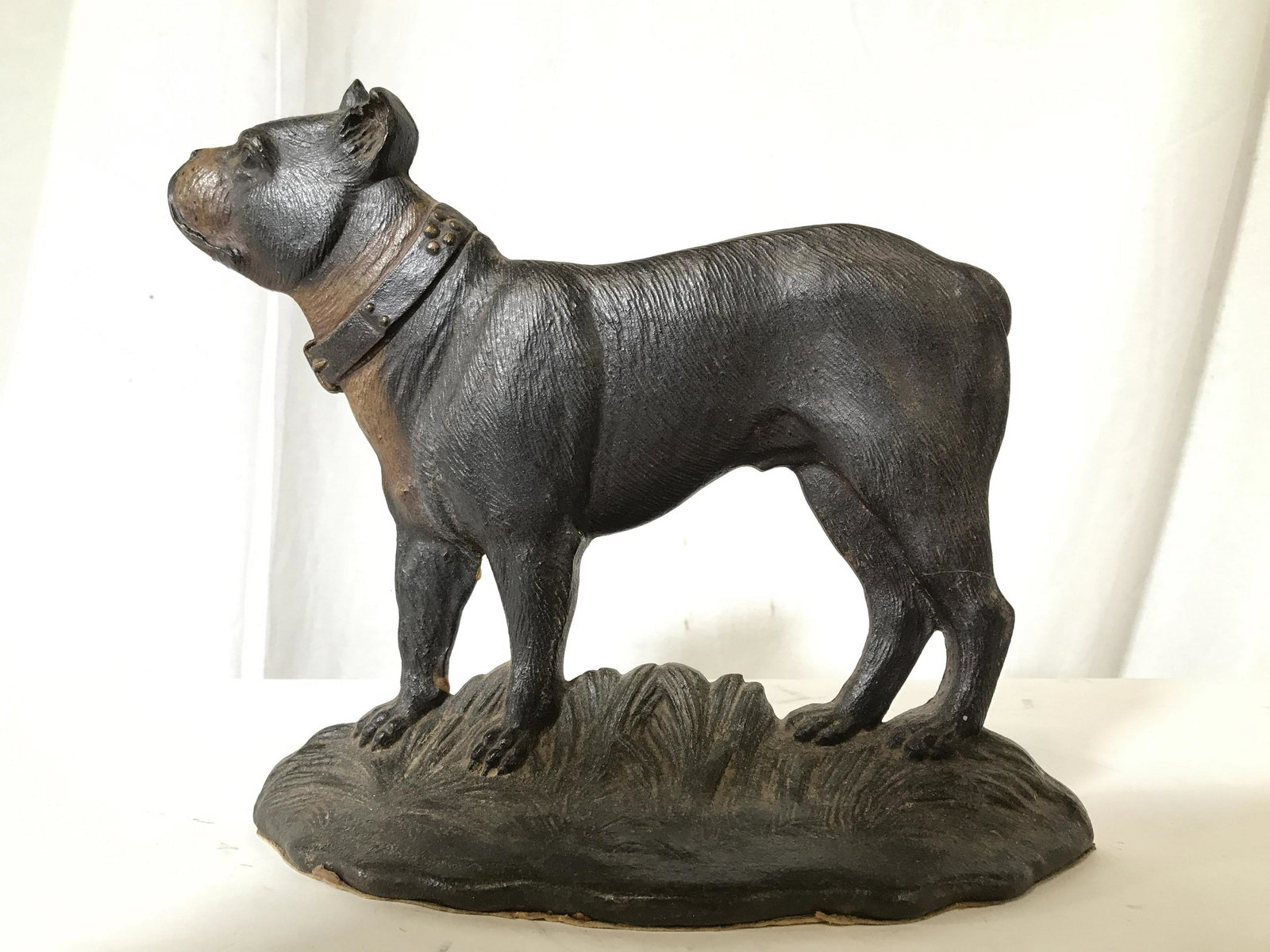Antique Iron Bulldog Door Stopper: Door stopper is antique and iron. Piece resembles Australian Bulldog. Door stopper, iron door stopper, dog door stopper, metal door stopper, antique door stopper. Piece measures approximately 12 inche