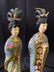 Pair Vintage Cloisonne and Painted Asian Figurals - 3