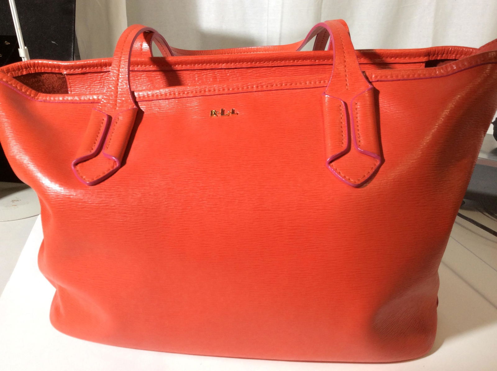 ralph lauren red leather handbag