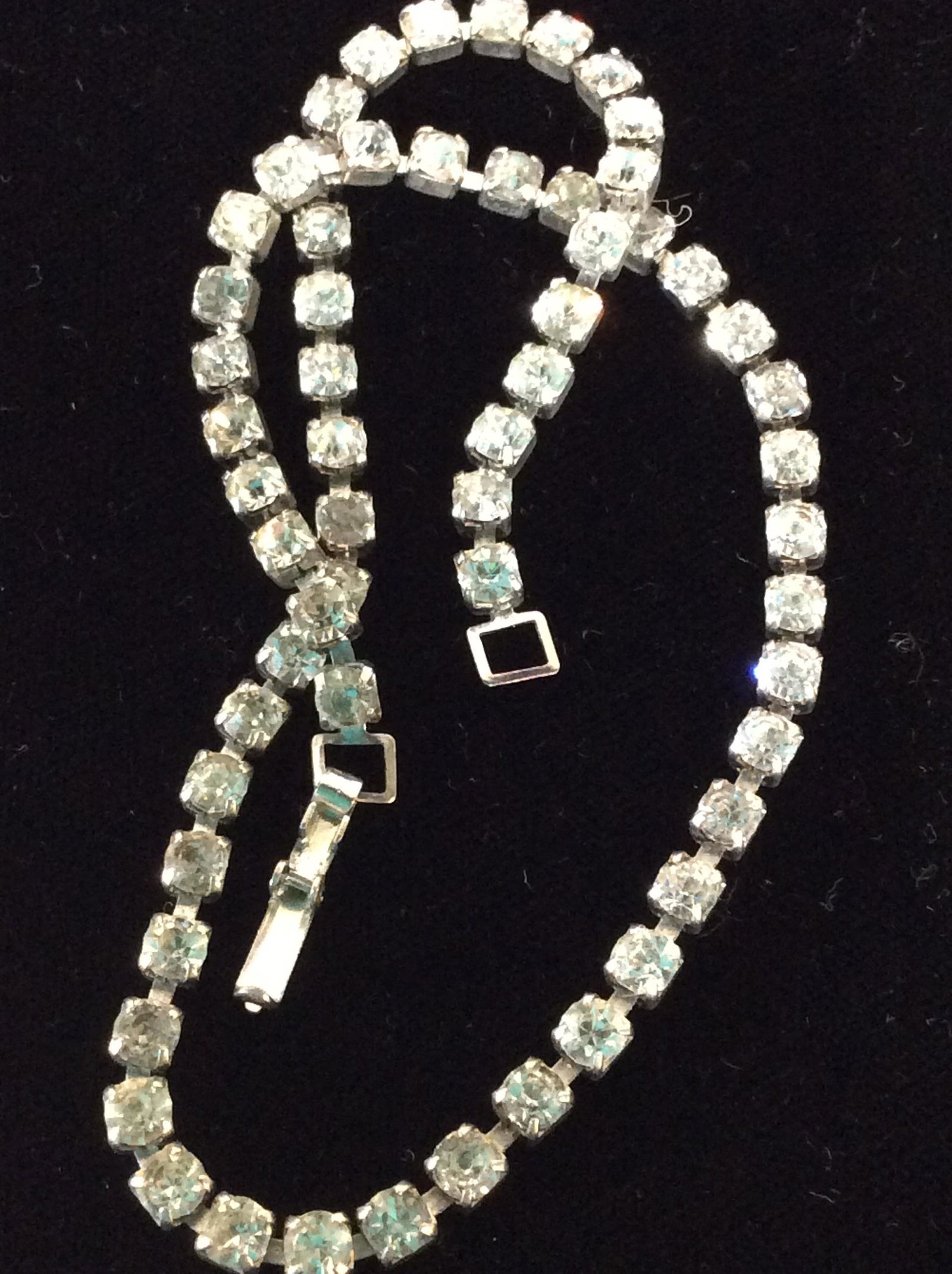 Rhinestone Cocktail Choker: Over 45 1/8 in. solitaire Clear Rhinestones, in 4 prong setting. Box clasp, length 14 in. Cocktail Wear, Jewelry, Choker, Rhinestone, Costume Jewelry, Necklace, Ladies Accessories, 3