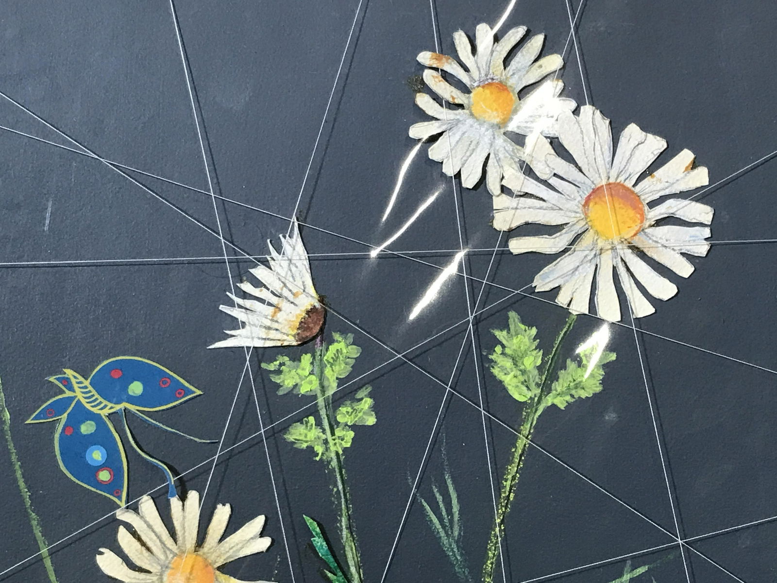 Signed Mixed Media Collage: Signed mixed media collage on canvas board, signature in the lower right corner reads Helga, property of artist estate and works by Helga Brinitzer, subject various paper types chalk pastels and paint