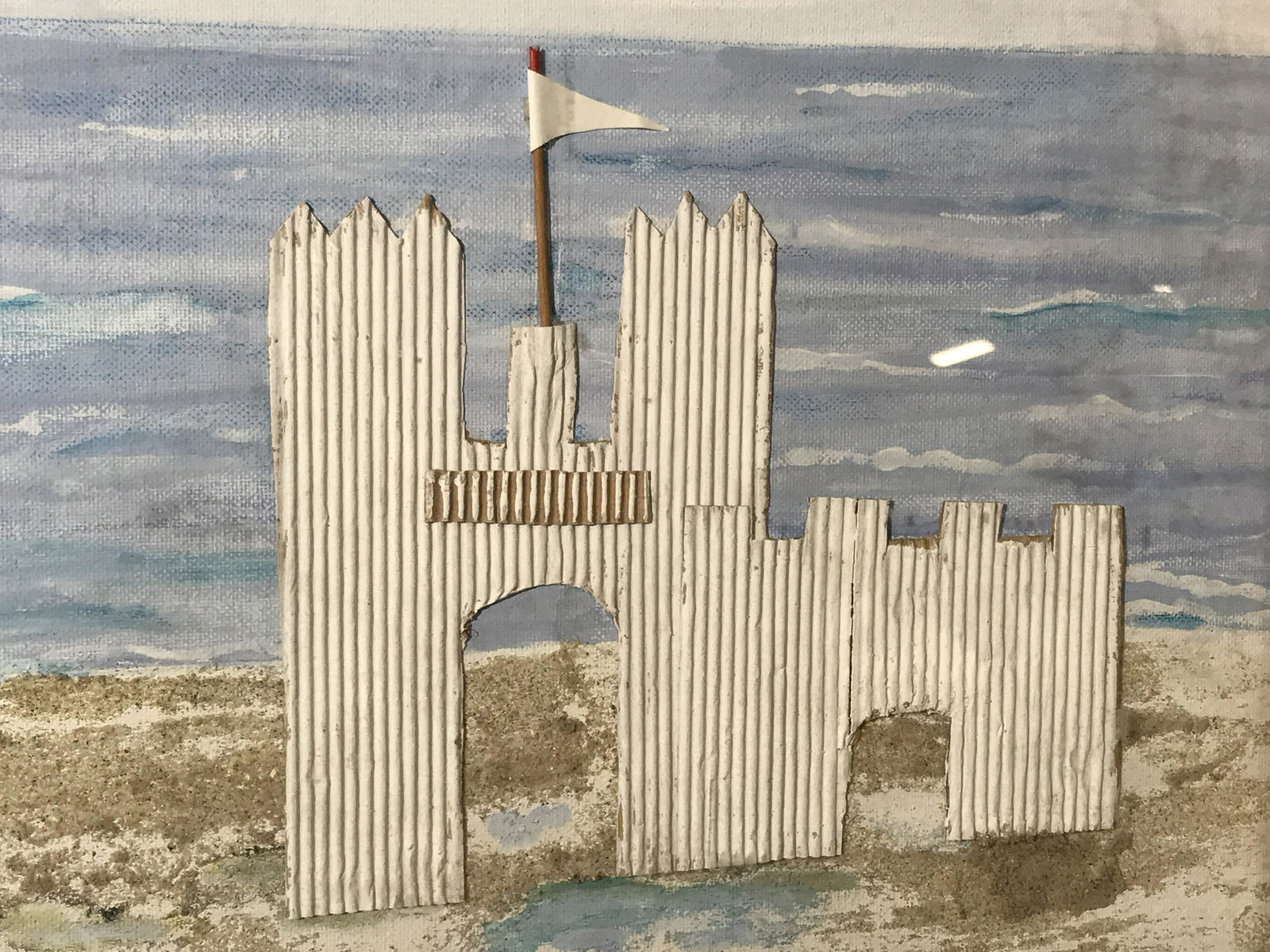 Signed Mixed Media Collage Helga Brinitzer: Signed mixed media collage on canvas board, signature in the lower right corner reads Helga Brinitzer, property of artist estate and works by Helga Brinitzer, subject various paper types and paint to