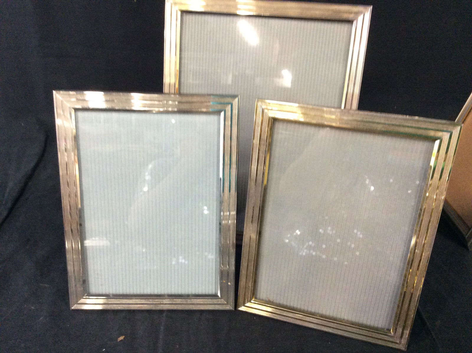 Lot 6 Silver Toned Picture Frames, CHRISTOFLE: Matching Pair MARIPOSA 4x6 Picture Frames, Design, sticker reads Made in Mexico one reads grand kids the other reads always and forever. Set of 3 Signed CHRISTOFLE (Under bottom rim) Silver Plated Fra