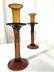 Pair Amber Toned Art Glass Candlesticks - 3
