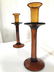 Pair Amber Toned Art Glass Candlesticks - 4
