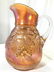 Vintage Orange Toned Carnival Glass Pitcher - 3