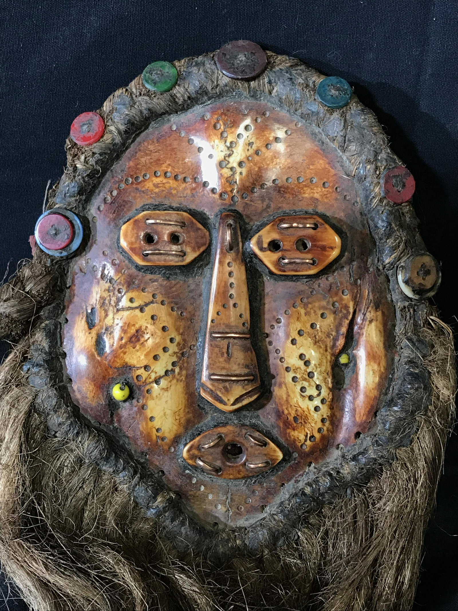 Lega Bone Mask: Lega Bone Mask, origins of the Lega Tribe can be found in what was once called the Republic of Zaire and is now located in The Democratic Republic of the Congo Central Africa, a bone fetish, measures 