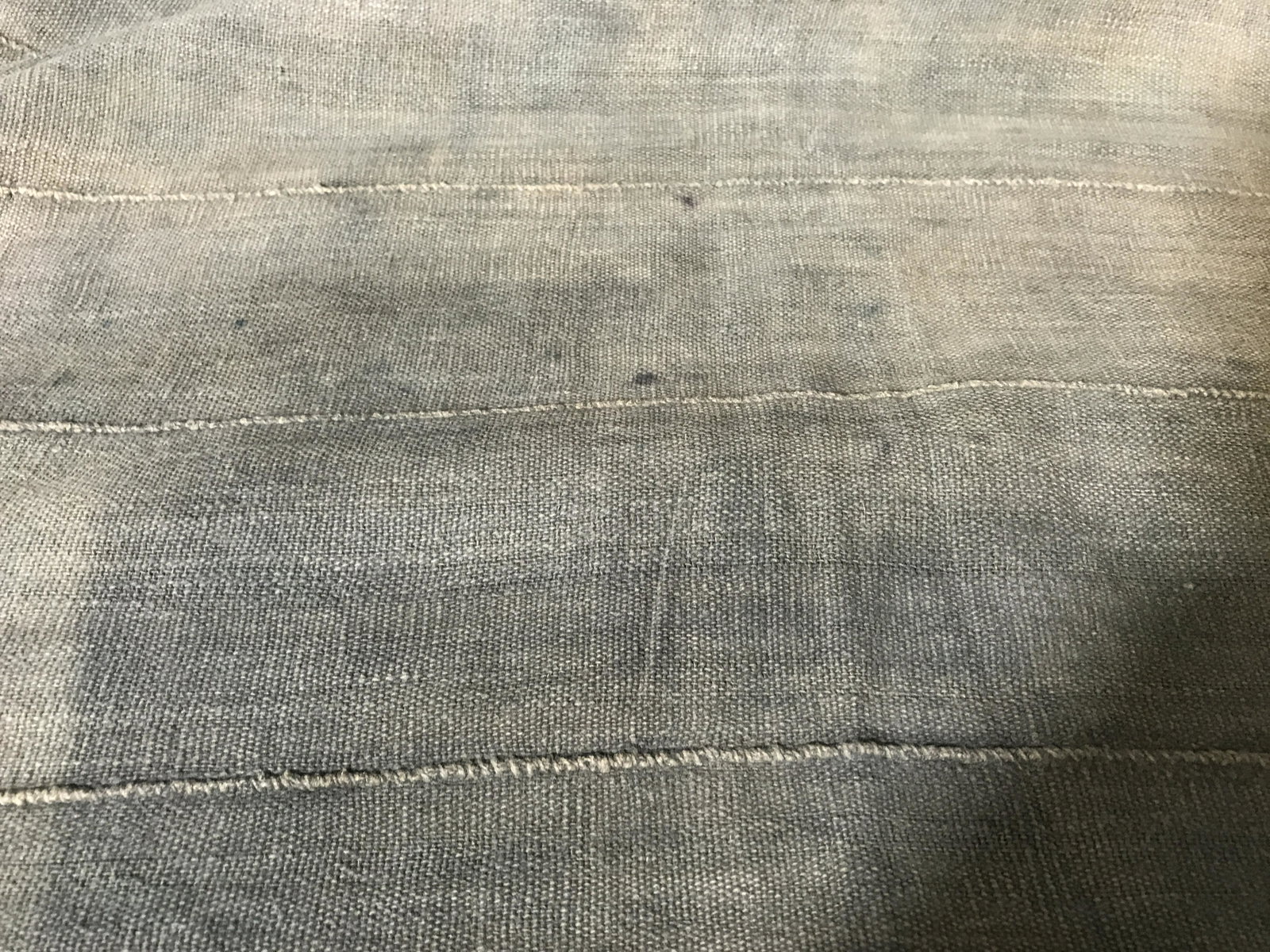 Vintage Burkina Faso Indigo Textile: Vintage Burkina Faso Indigo textile, fabric with threads loose on the ends, originates from Burkina Faso West Africa officially the Republic of Burkina Faso, overall in good condition, measures approx