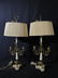 Pair of Lion Footed Brass & Marble Lamps - 2