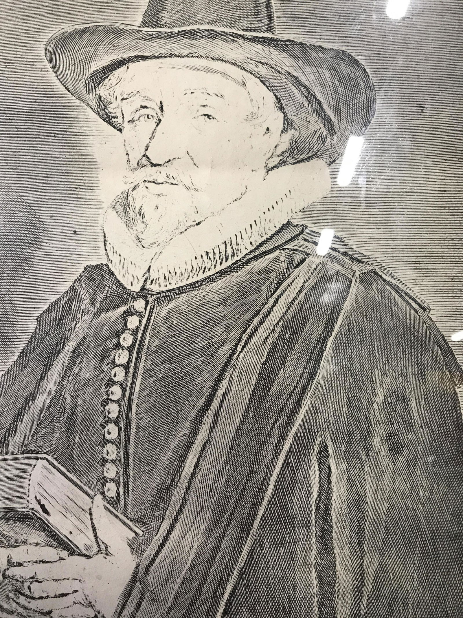 Antique Dutch Engraving, Jonas Suyderhoff: Antique Dutch Engraving Titled Conrad Vietor Van Aken, description in Dutch in the lower section, engraving attributed to in description Jonas Suyderhoff after Frans Hals, dated to in description 1588