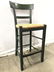 Vintage Wooden Stool W Rush Seat & Backrest