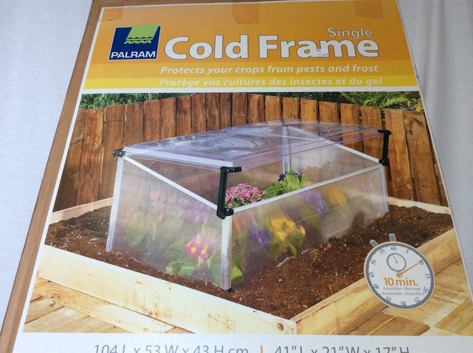 Parlam Cold Frame Protector Insulator: Grow herbs, plants, veggies, more in a protective frame away from the cold weather and animals & pests. Parts in original Box. Not examined for all parts present. Box was opened. Dimensions 41 in. L x
