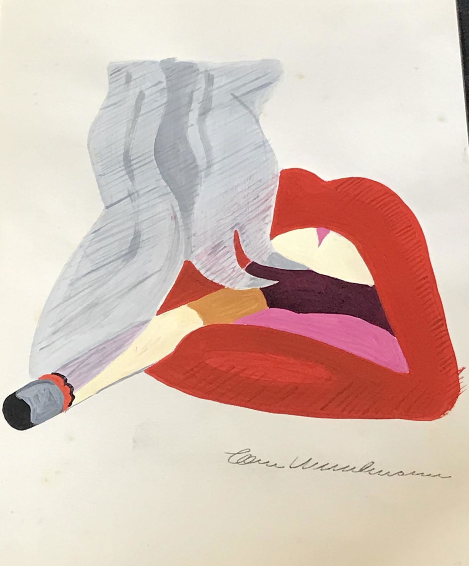 Unknown Acrylic on Paper: Unknown Artist Acrylic on paper IN THE STYLE OF Tom Wesselmann, Please Note: All lots that do not carry established documented provenance nor any past record of auction history record are described in