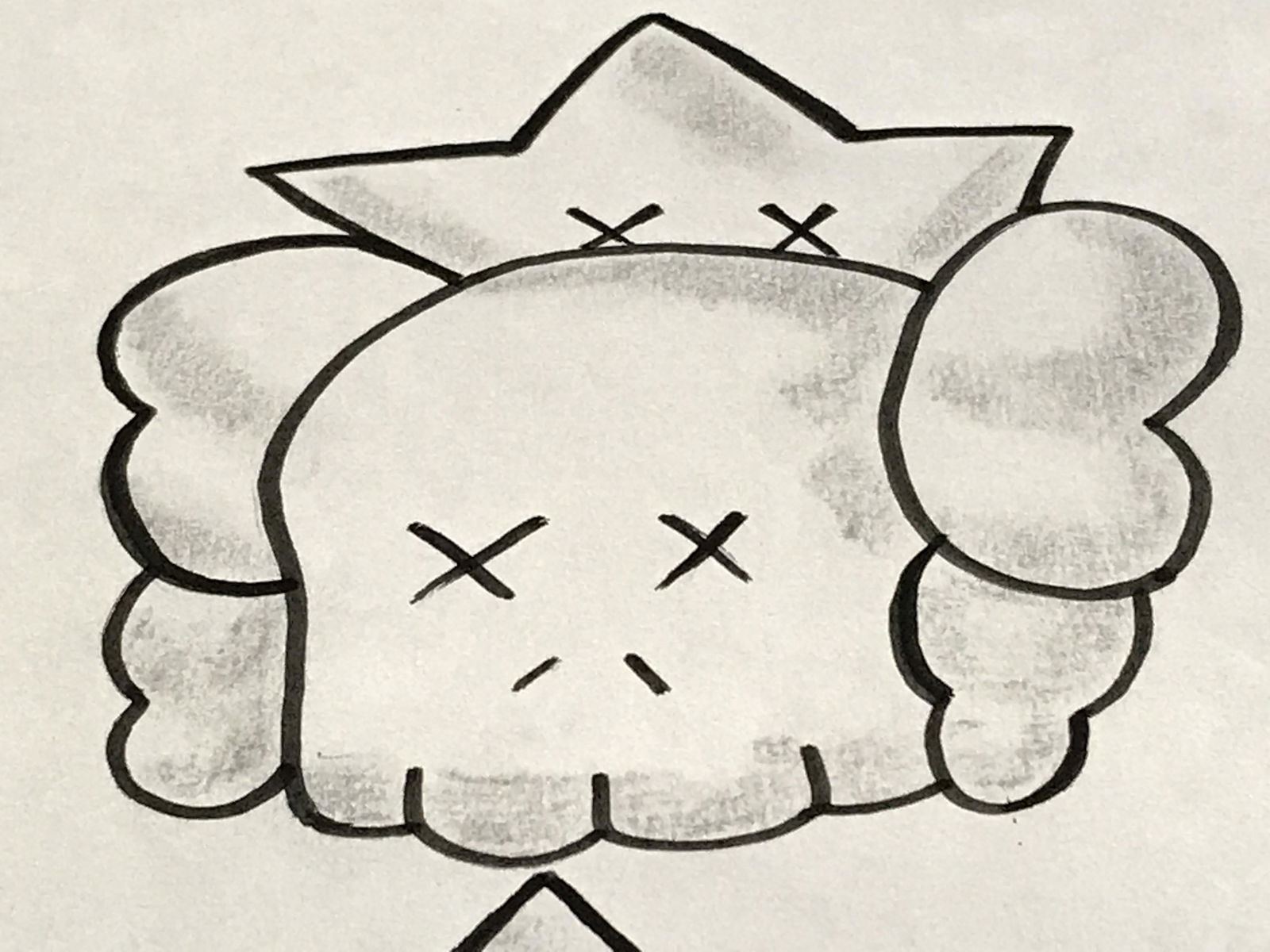 Unknown Artist Marker & Pencil on Paper: Unknown Artist marker & pencil on paper IN THE STYLE OF KAWS aka Brian Donnelly, Please Note: All lots that do not carry established documented provenance nor any past record of auction history record