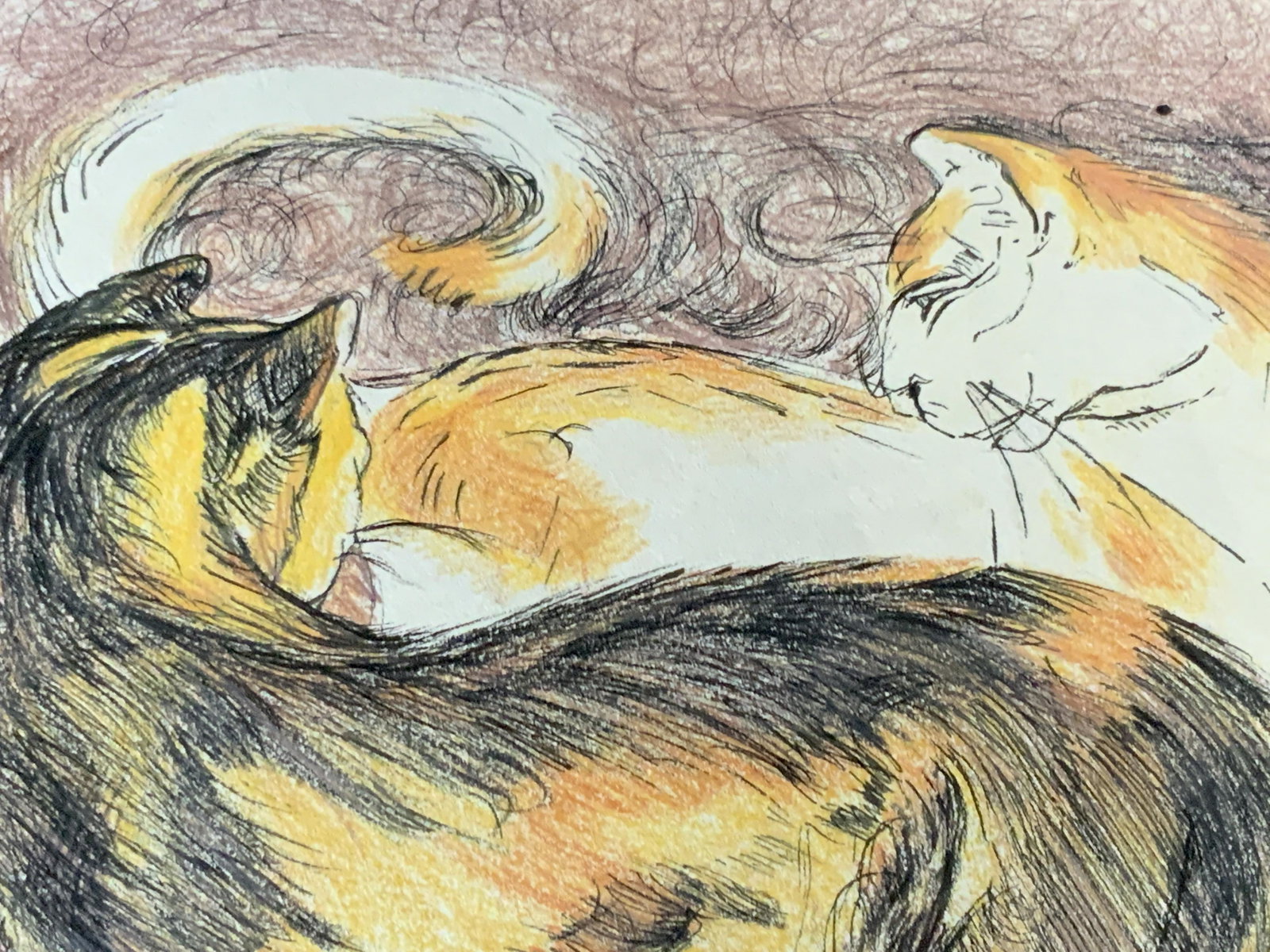 Artist Unknown Cat Illustration: Mixed Media illustration IN THE STYLE OF Franz Marc Please Note: All lots that do not carry established documented provenance nor any past record of auction history record are described in the catalog