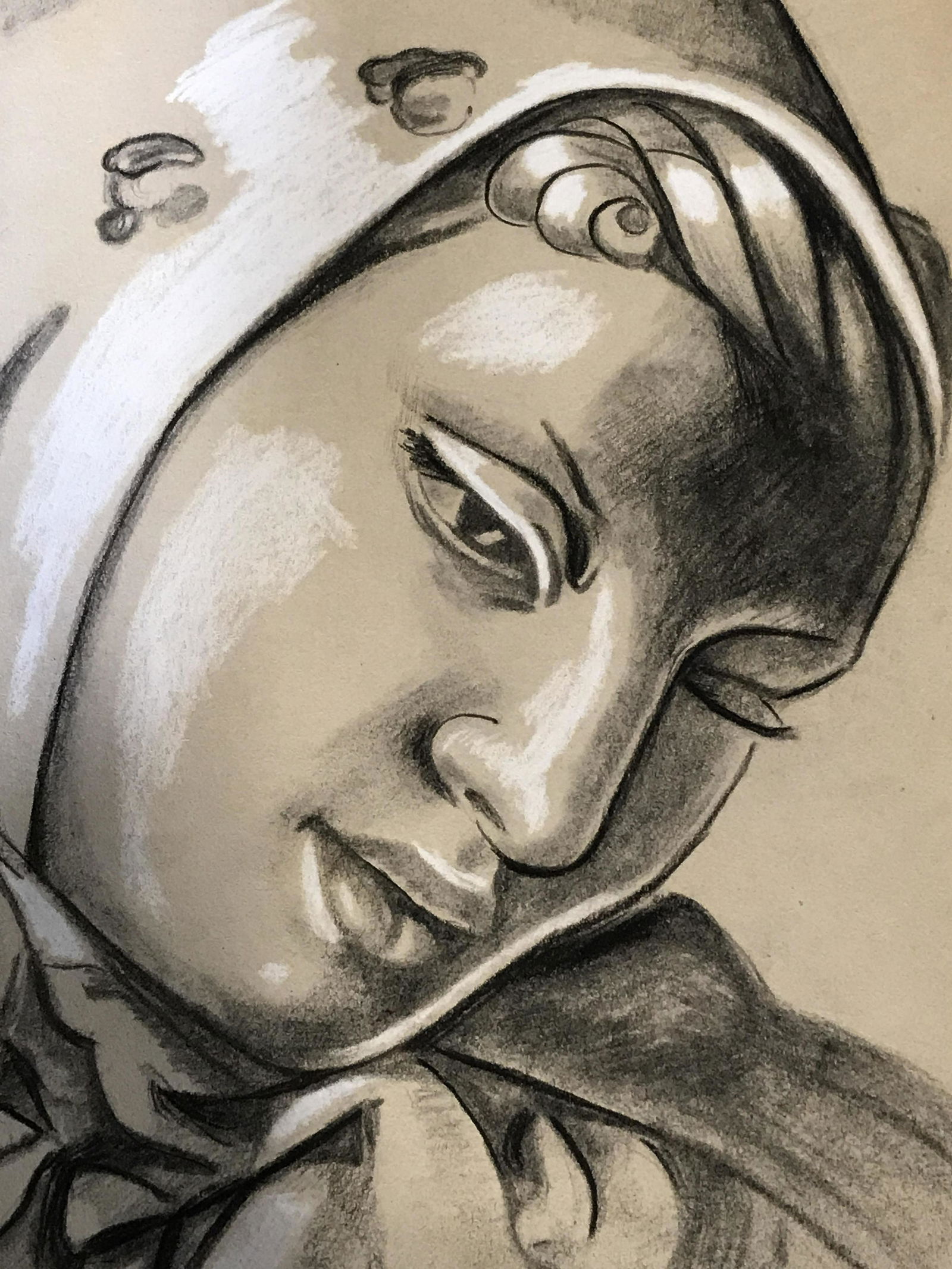 Unknown Artist Pastel on Paper: Unknown Artist Pastel on paper IN THE STYLE OF Tamara De Lempicka, Please Note: All lots that do not carry established documented provenance nor any past record of auction history record are described