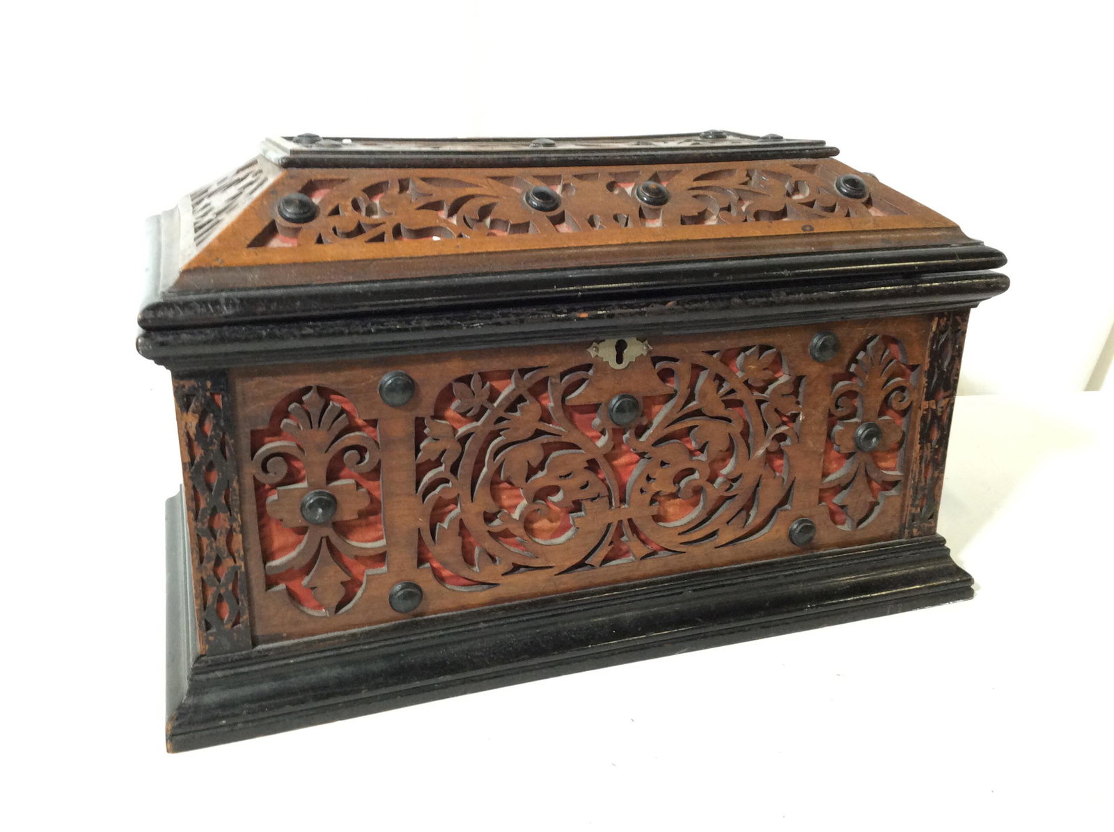Intricate Hand Carved Pierced Tabletop Chest: Jewelry Box, Keepsake Box, Arts & Crafts Chest, Vintage Box, Tabletop Chest, Centerpiece Chest, Classic Romantic Wood Chest, Pierced Wood Carving, 3 Chest With Hinged Top, pullout wood sectional, dove