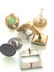 Dresser Valet Wood Box with Vintage Accessories - 6