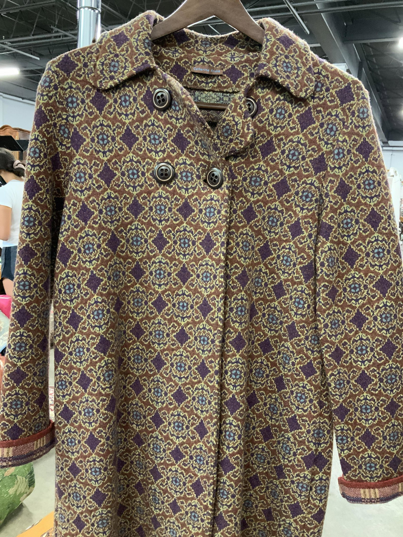 CATHERINE ANDRÉ designer Soft wool Coat: Soft drape designer wool coat, sweater coat, no size noted fits size medium, property of Park Avenue Manhattan Estate