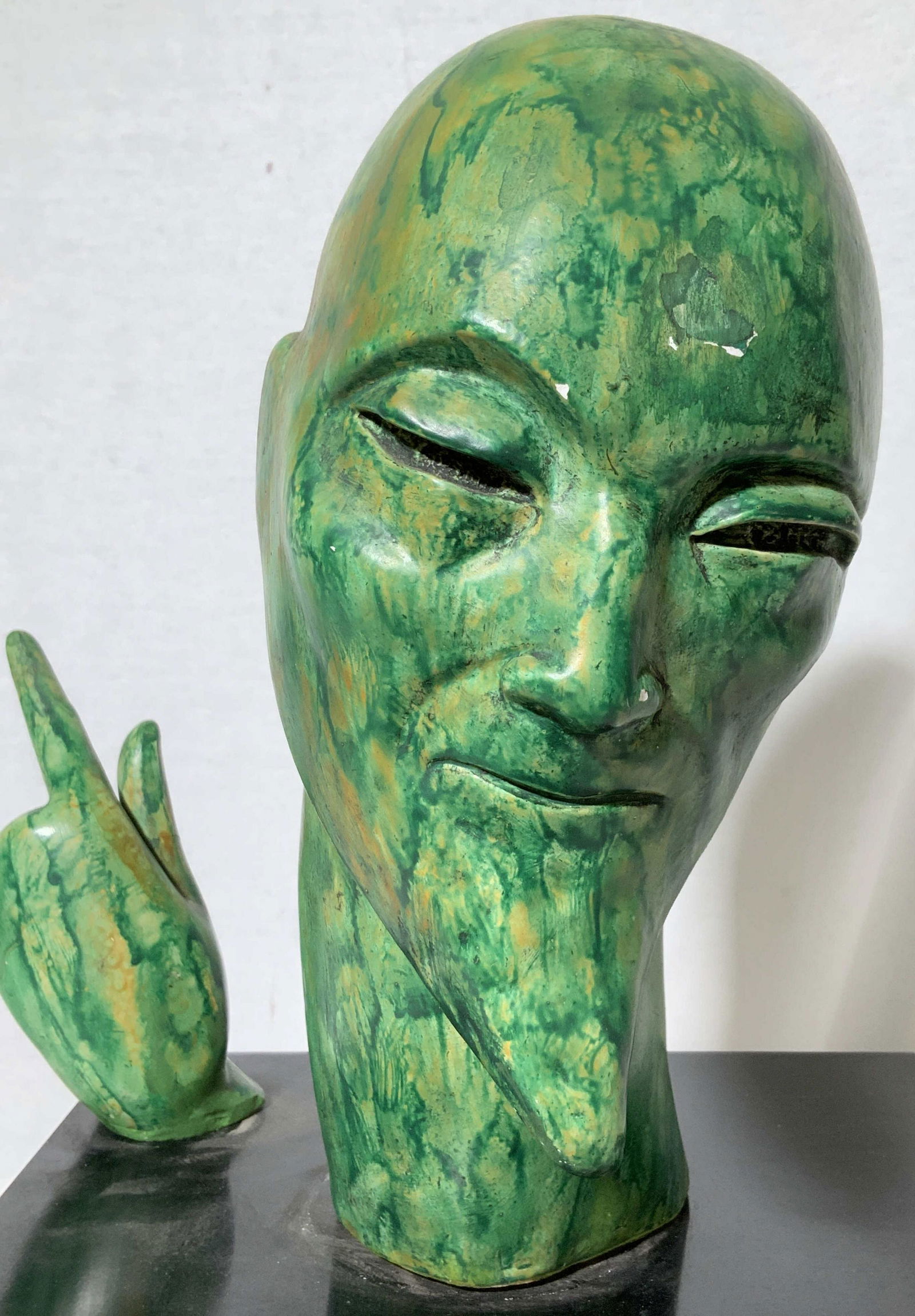 Faux Finish Figural Modernist Male Sculpture Bust (1 of 20)