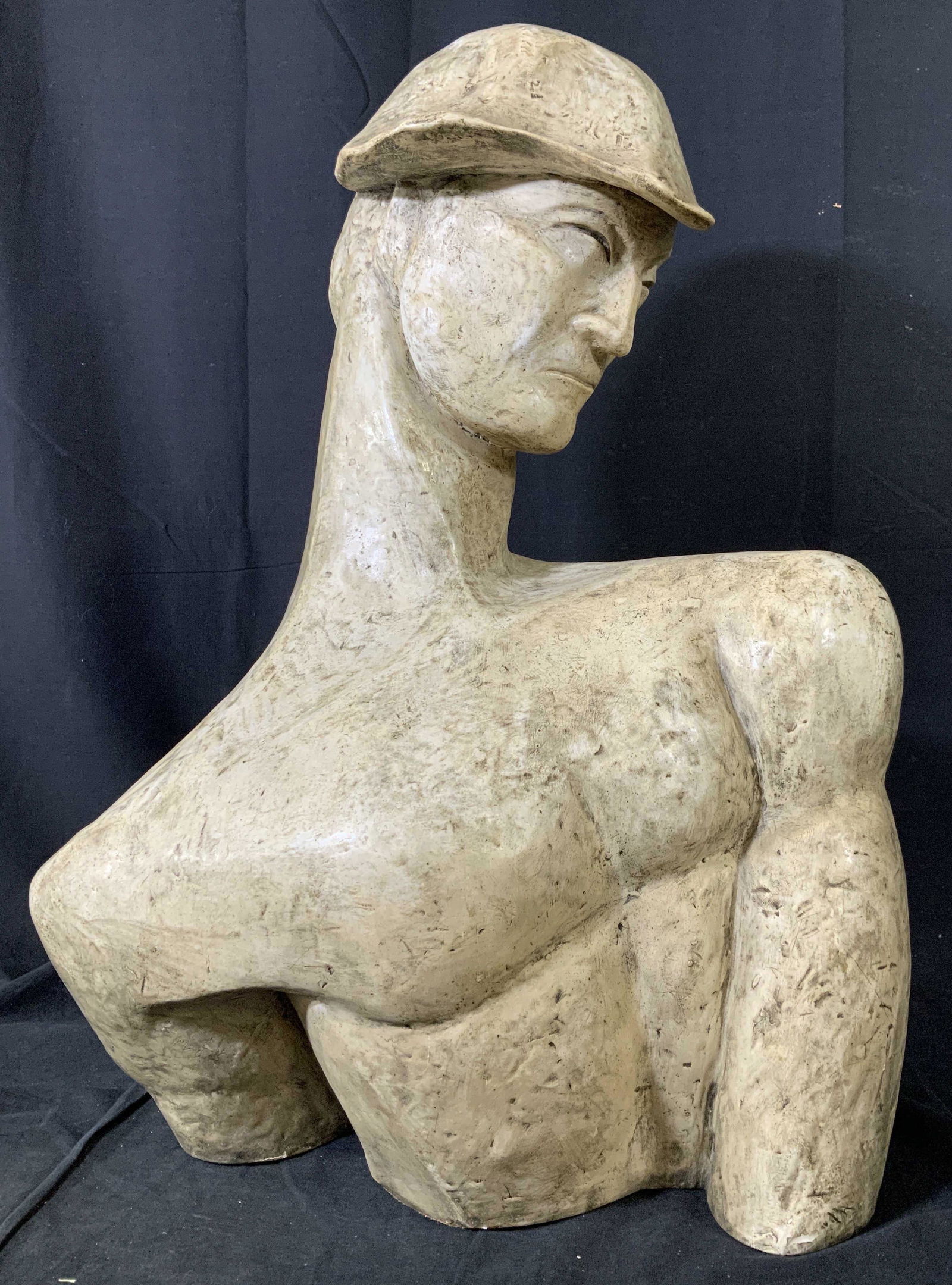 Male Modernist Style Plaster Half Bust Sculpture (1 of 20)