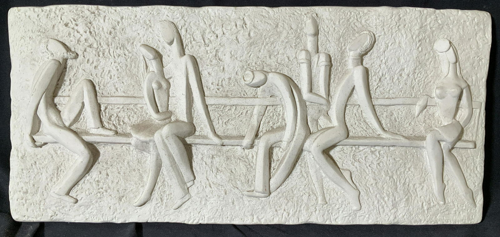 Abstract Figural Plaster Wall Plaque Mid 20th C (1 of 16)