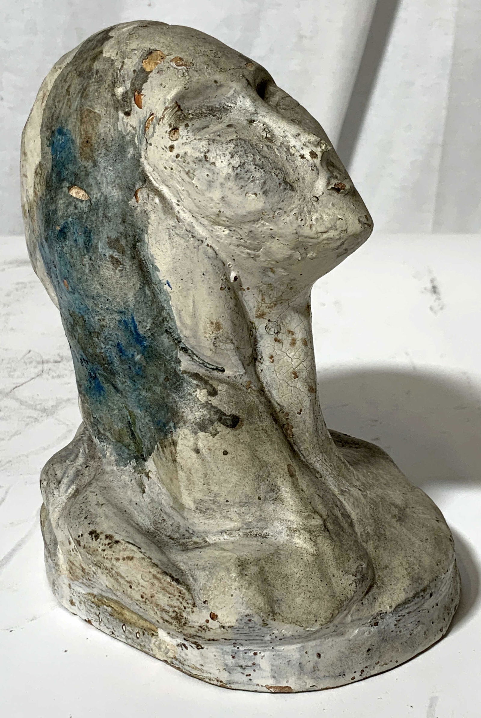 Painted Plaster Figural Woman Head Bust Statue (1 of 14)