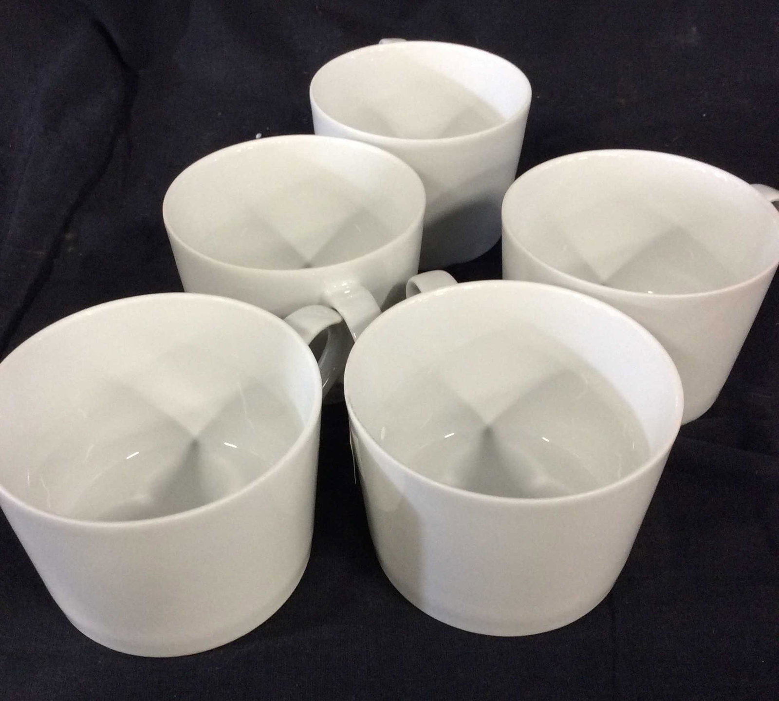 Set 5 BLOCK SPAL Porcelain Coffee Cups, Portugal: Like New, Set 5, Block SPAL In Lisboa White. 3 1/4 in diameter, app 2.5 in deep/ ht. All Hallmarked. Ceramics, coffee cups, Block Spal Lisboa White, Fine Portuguese China, Minimalist Coffee Tea Cups, 