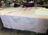 Collectible Vtg. Linen Pink Table Cloth & Napkins - 2