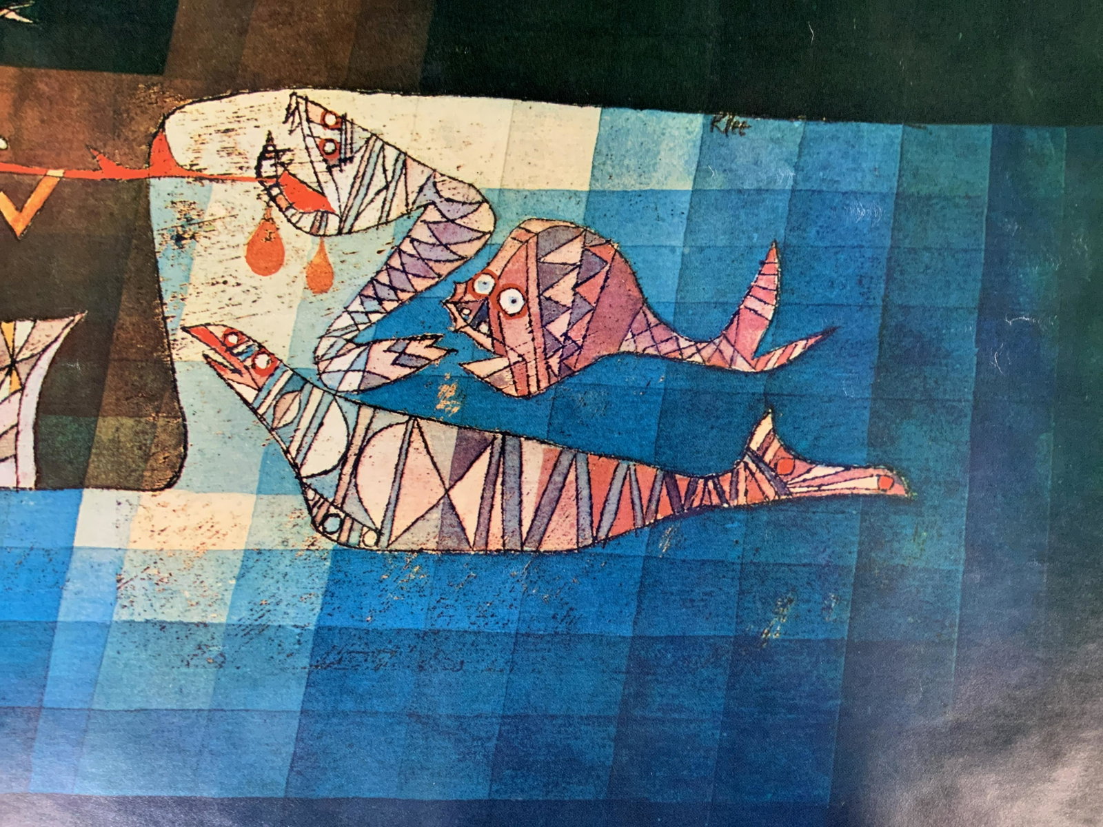 Paul Klee Sinbad the Sailor Artwork Poster: Paul Klee Sinbad the Sailor artwork poster, inscription in lower portion of piece reads ‘G 288’, ‘Published by Shorewood Press’, ‘Printed in USA’, ‘SPADE 1960 by French Reproduction Righ
