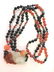 Red Jade Beaded Necklace. Carved Pendant