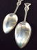 Pair Sterling Embossed Victorian Nouveau Spoons - 10
