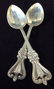 Pair Sterling Embossed Victorian Nouveau Spoons