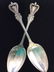 Pair Sterling Embossed Victorian Nouveau Spoons - 2