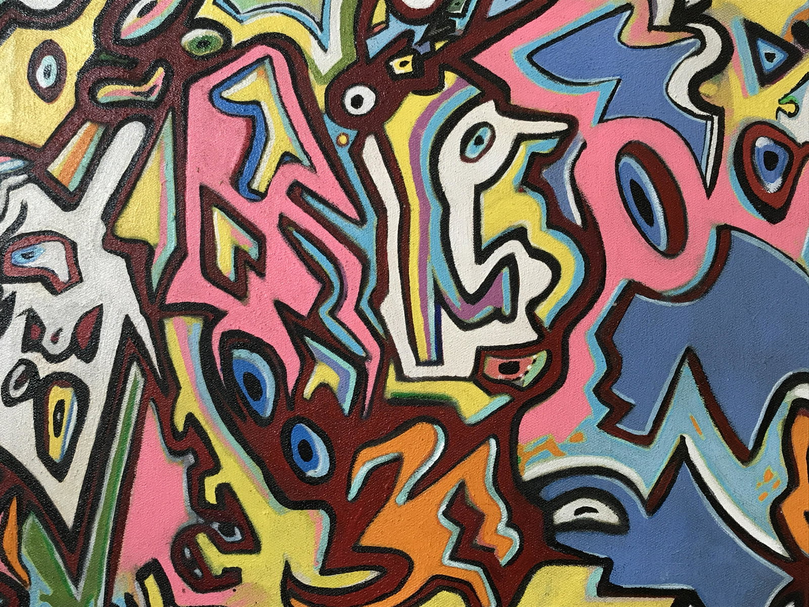AFTER KEITH HARING Signed Oil on Canvas: After Keith Haring Signed oil on canvas, signature and date in the lower right corner reads ‘K.Haring 1984’, Please Note: All lots that do not carry established documented provenance nor any past 
