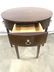 Vintage Round Wooden Side Table W Drawer - 4