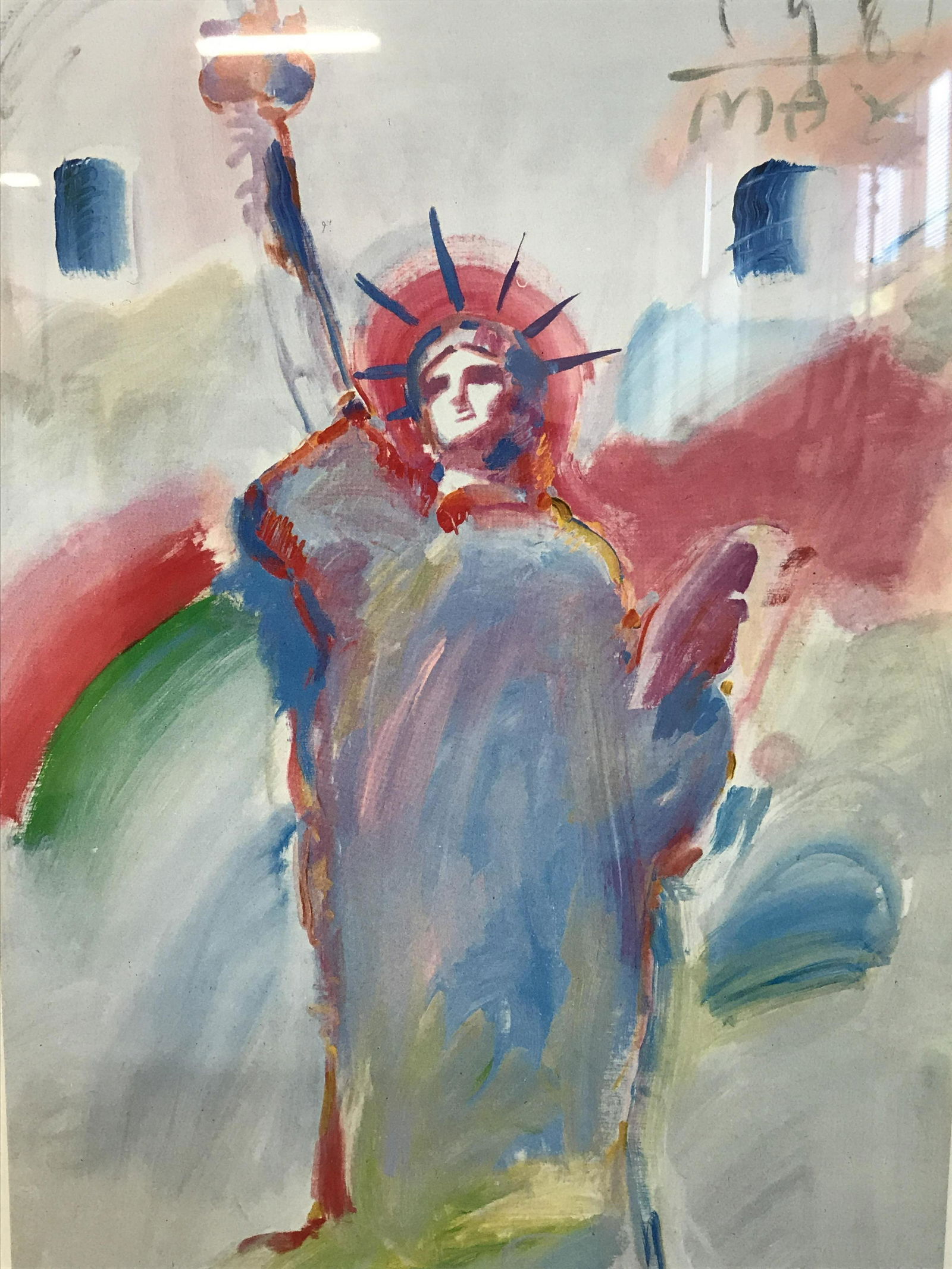 Peter Max Signed Corcoran Gallery Poster: Peter Max Signed Corcoran Gallery poster, signature and date to the upper border reads ‘Peter Max 1981’, text along the lower border reads ‘Painted at The White House July 4 1981, The Corcoran G