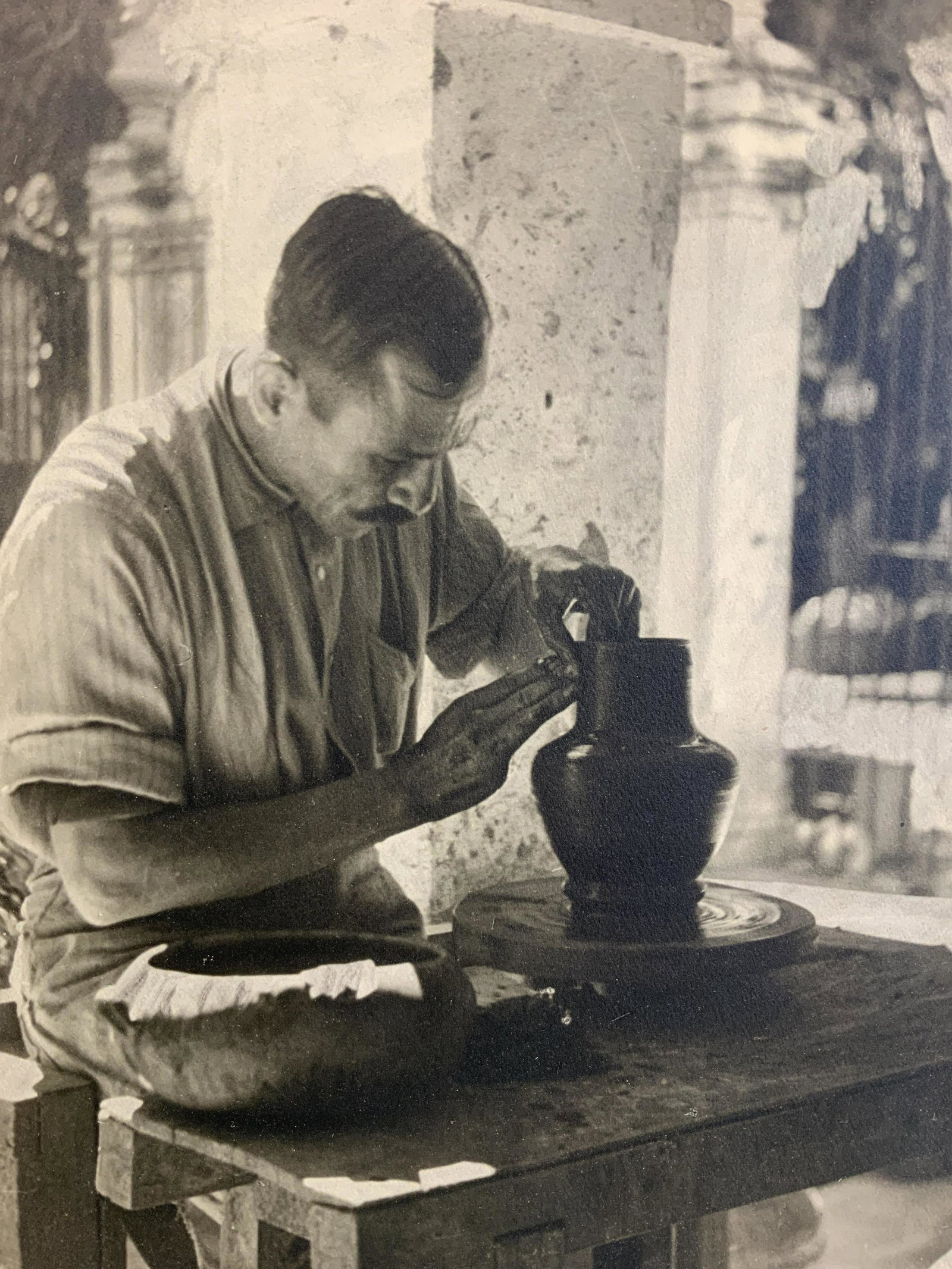 Helen Harvey Shotwell Signed Master Potter photo: Helen Harvey Shotwell Signed The Master Potter Photograph, signature to lower right reads ‘Helen Harvey Shotwell’, inscription to lower left reads ‘The Master Potter’, inscription to reverse r