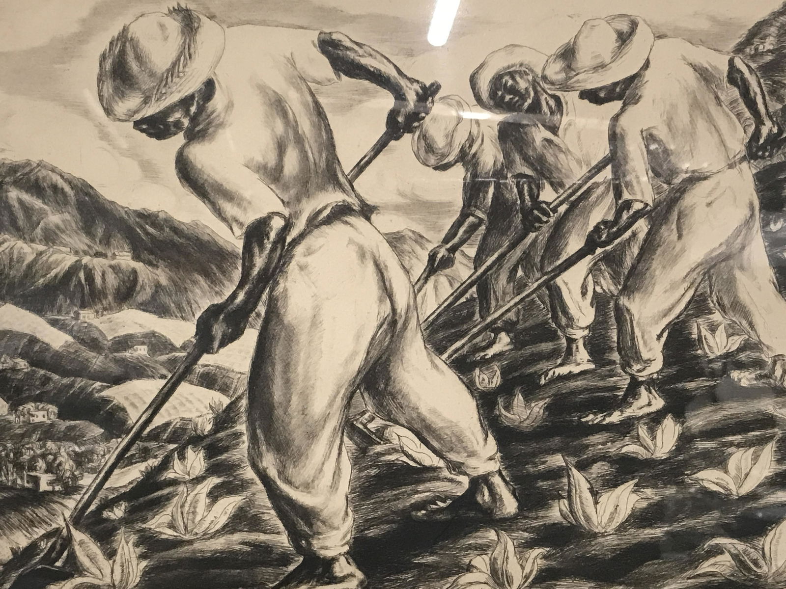 Irwin D. Hoffman Signed Soft Ground Etching: Irwin D. Hoffman Signed soft ground etching on heavy weight paper, affixed to reverse is a cut out of information on the artist, signature in pencil to the lower right corner illegibly written, possib