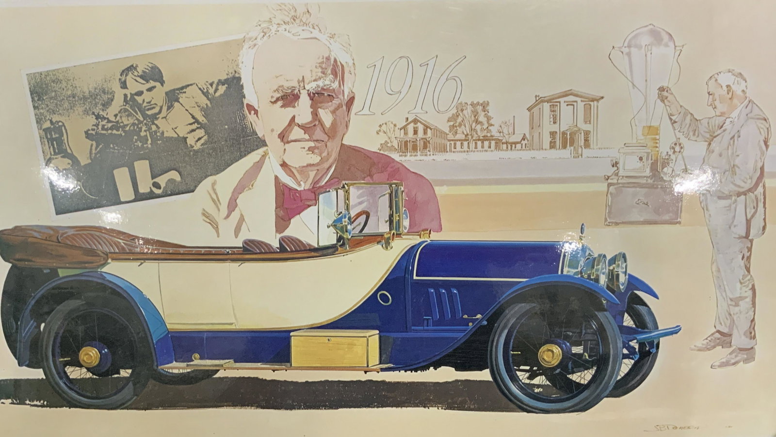 James Deneen Authentic Vintage Advertisement: James Deneen authentic vintage advertisement, inscription reads ‘1916’, signature printed in lower right reads ‘JB Deneen’, inscription in lower left reads ‘One of a Kind(No 2) TRW Inc 1982�