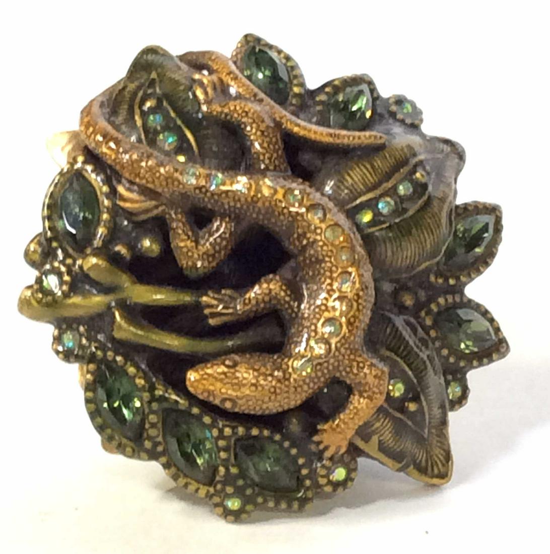 Limited Edition E BEREBI Enamel Trinket Box: Collectible Edgar Berebi Collectible Boxes are highly desired by the infamous masterwork atelier. This piece depicts a lizard/ salamander/small reptile , Swarovski Crystals. Hallmarked underside of li