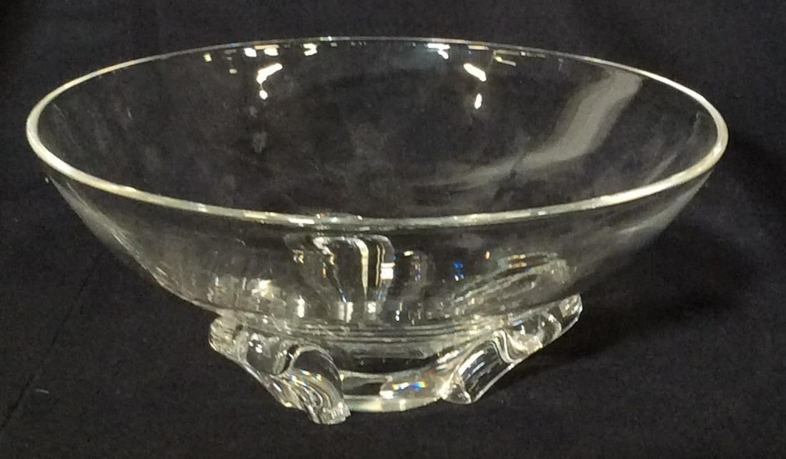 Vintage Signed STEUBEN Handcrafted Crystal: Signed Steuben Crystal Bowl. 7.75 in diameter, 3.25 in. Ht. Hand signed on base. Steuben Crystal was founded in 1903 in Steuben County, NY. Their crystal line began in 1933. Each piece is made by hand