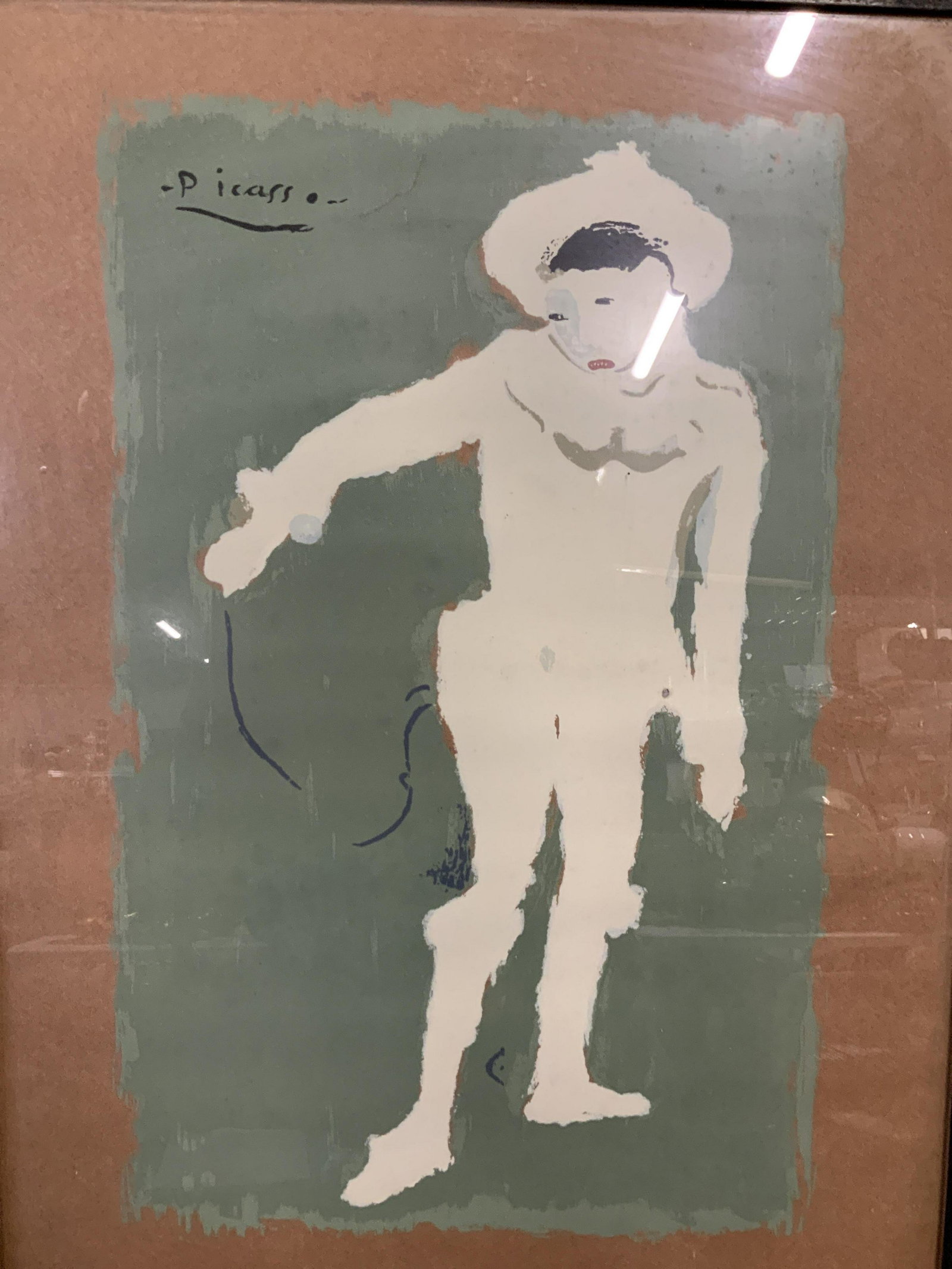 White Clown Lithograph AFTER Picasso: White Clown Lithograph AFTER Picasso, inscription in upper left of piece reads ‘Picasso’, Please Note: All lots that do not carry established documented provenance nor any past record of auction h