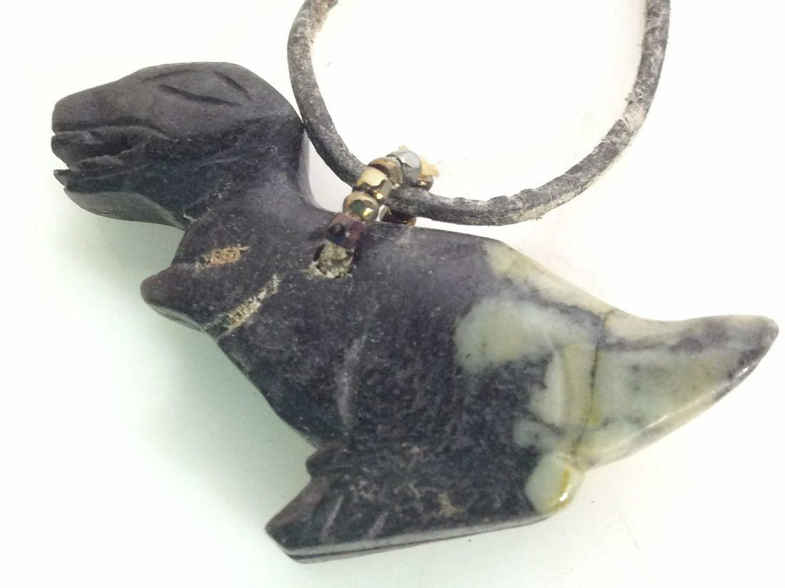 Natural Carved Stone Dinosaur Figural Pendant: Tyrannosaurus Rex Pendant, Made Of Natural Stone, Vintage, 1 x 1.5 in pendant on string. Dinosaur pendant, Natural Stone Jewelry, Unisex Fashion Ornament, Tyrannosaurus Rex Pendant, Wearable Accessory