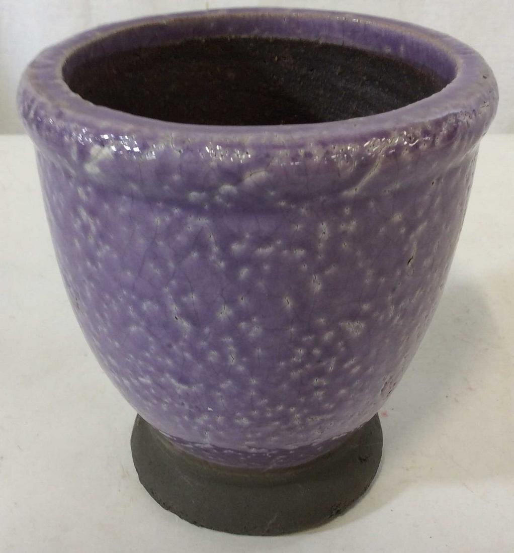 Glazed Ceramic Planter with Faux Decor Plant: Purple glaze Planter 6 in tall and wide. Includes a green faux plant, 43 in long, 14 in tall. Indoor garden, Home Deco Accessory, Pottery, Planter, cachepot, Faux greenery, Decorative Tabletop Accesso