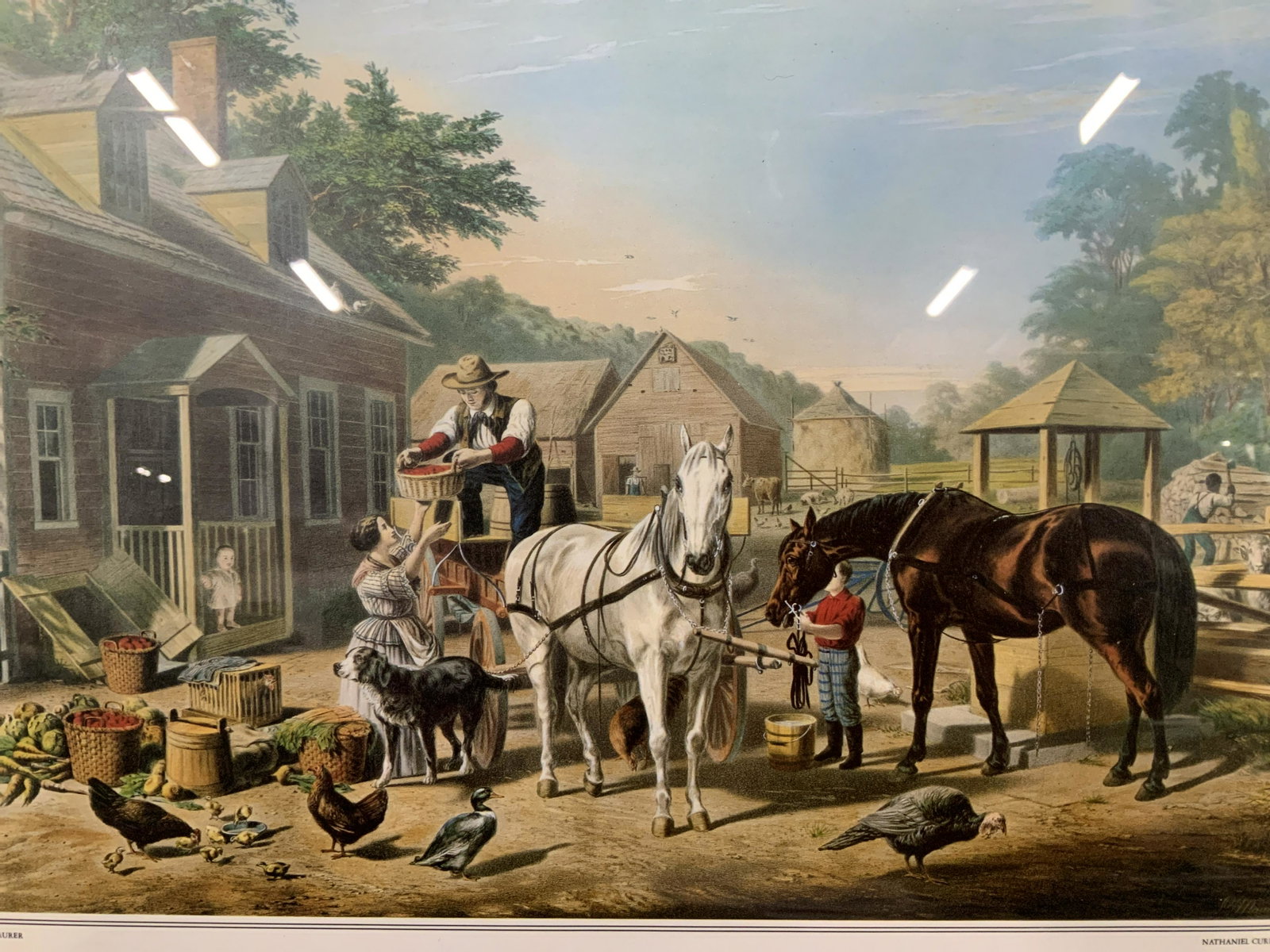 Louis Maurer Preparing for Market Offset Litho: Louis Maurer Preparing for Market offset Lithograph, inscription to lower portion of piece reads ‘L Maurer Preparing for Market Nathaniel Currier 1856’, reproduction of artist’s original work, l