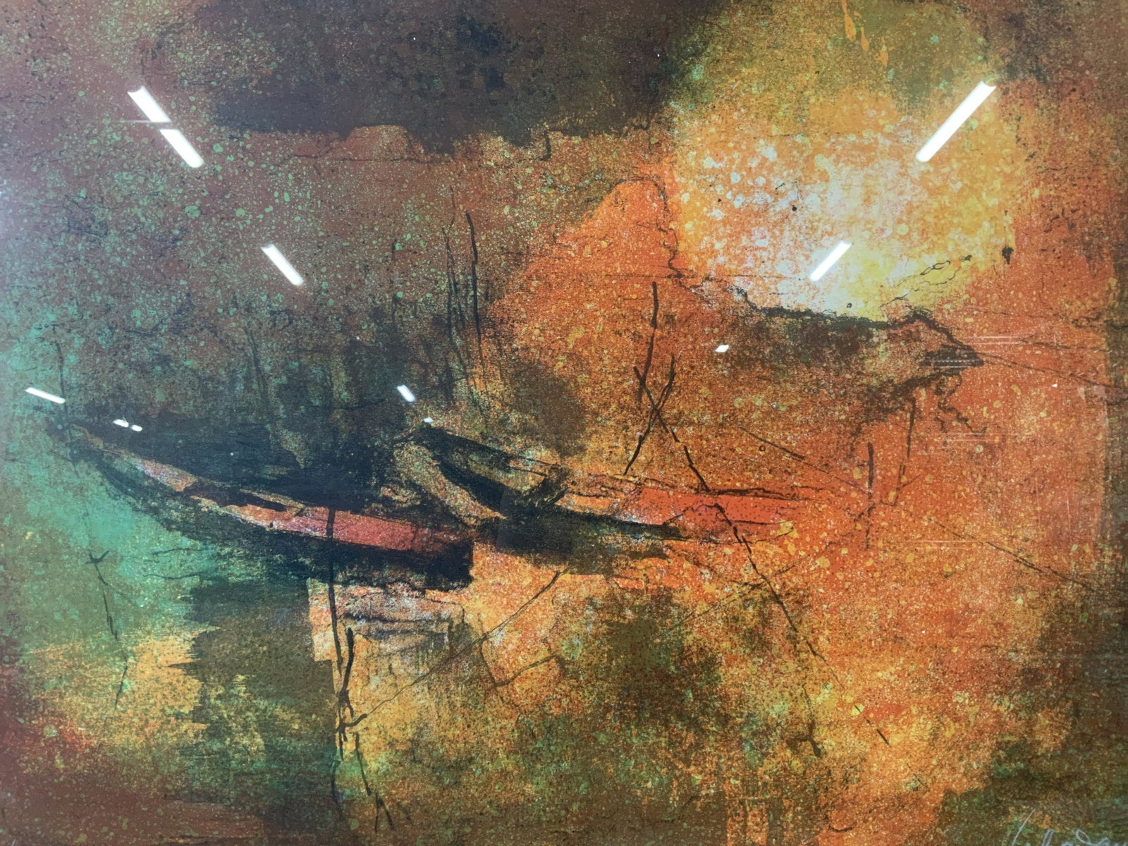 Lebadang Signed Boats Lithograph: Ledadang signed boats lithograph, signature to lower right reads ‘Lebadang’, inscription to lower left reads ‘epreuve d'artiste’, boats with a sunset in background, measures 26 3/8 x 31 1/2 in