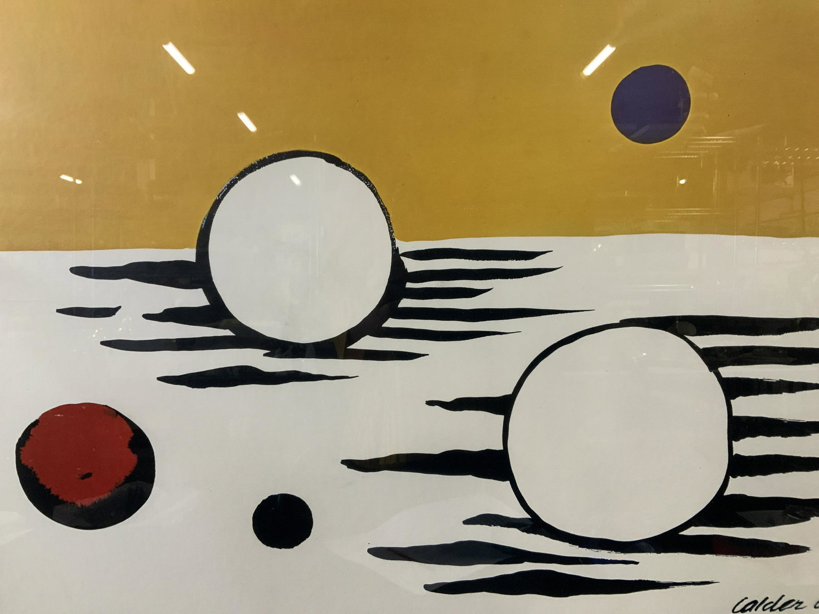 Alexander Calder Les Astres Offset Lithograph: Alexander Calder Les Astres Offset Lithograph, inscription to lower right reads ‘Calder 66’ inscription to reverse reads ‘Calder 2010’, multicolored shapes, measures 29 1/2 x 35 1/2 inches, wo